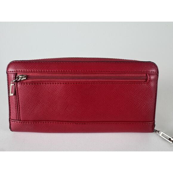 VTG Guess Wallet Womens Red Zip Around Wristlet‎ Leather Logo Clutch Purse Bag - Picture 7 of 13